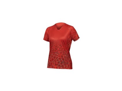 Dres ENDURA SingleTrack Print Tee LTD E3221CA - Cayenne, dámský