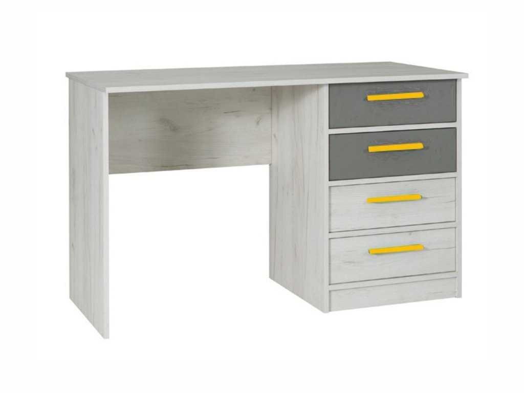 Maridex Psací stůl REST R06 Maridex 120/75/60 barevné provedení: craft bílý/šedá/žluté úchyty