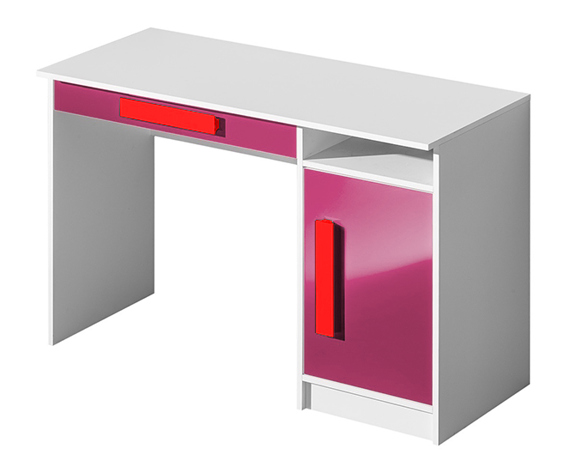Levně Domel Psací stůl GULIVER 9 Domel 120/80/50 barva: bílý mat/růžový lesk/červené úchyty