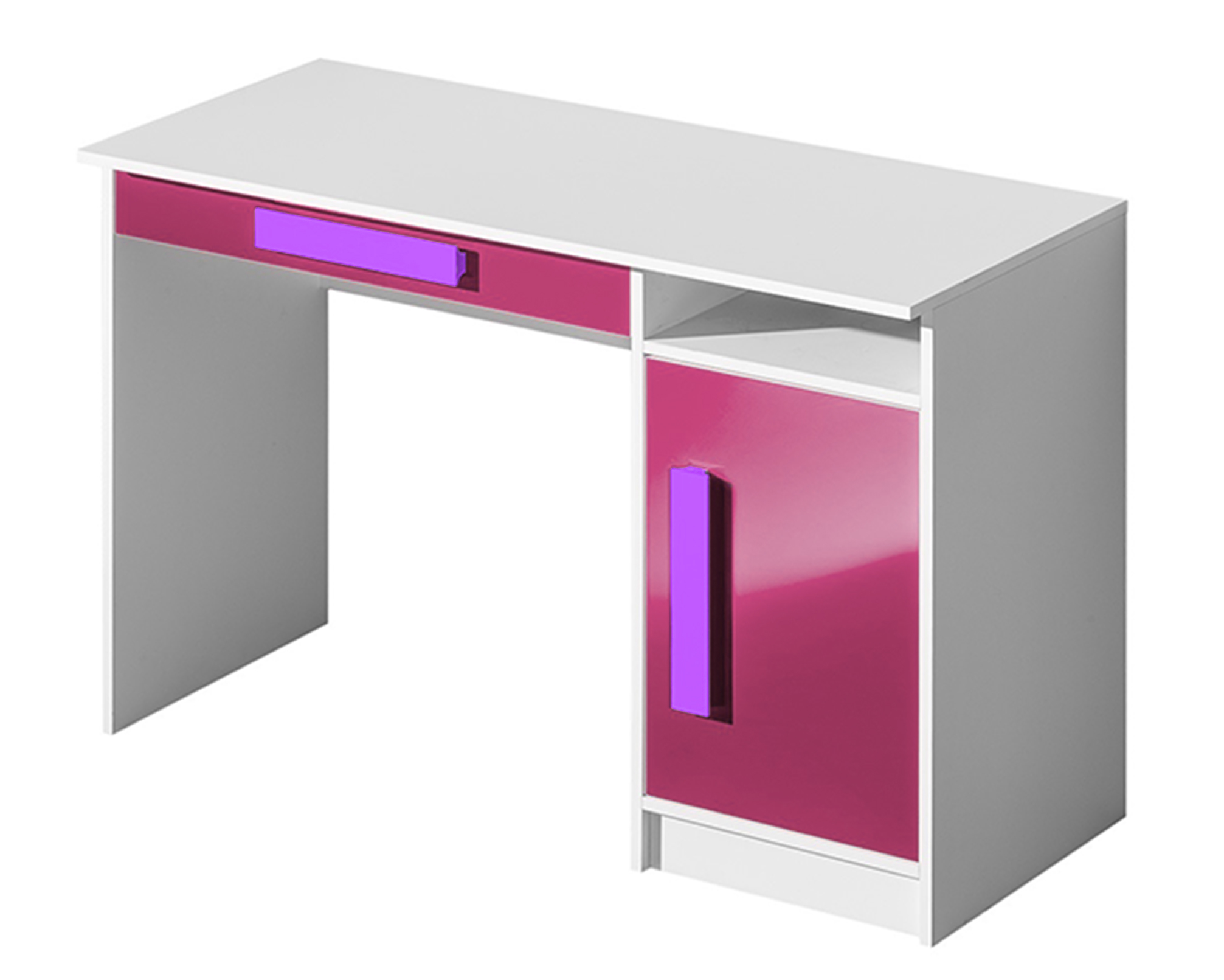 Domel Psací stůl GULIVER 9 Domel 120/80/50 barva: bílý mat/růžový lesk/fialové úchyty
