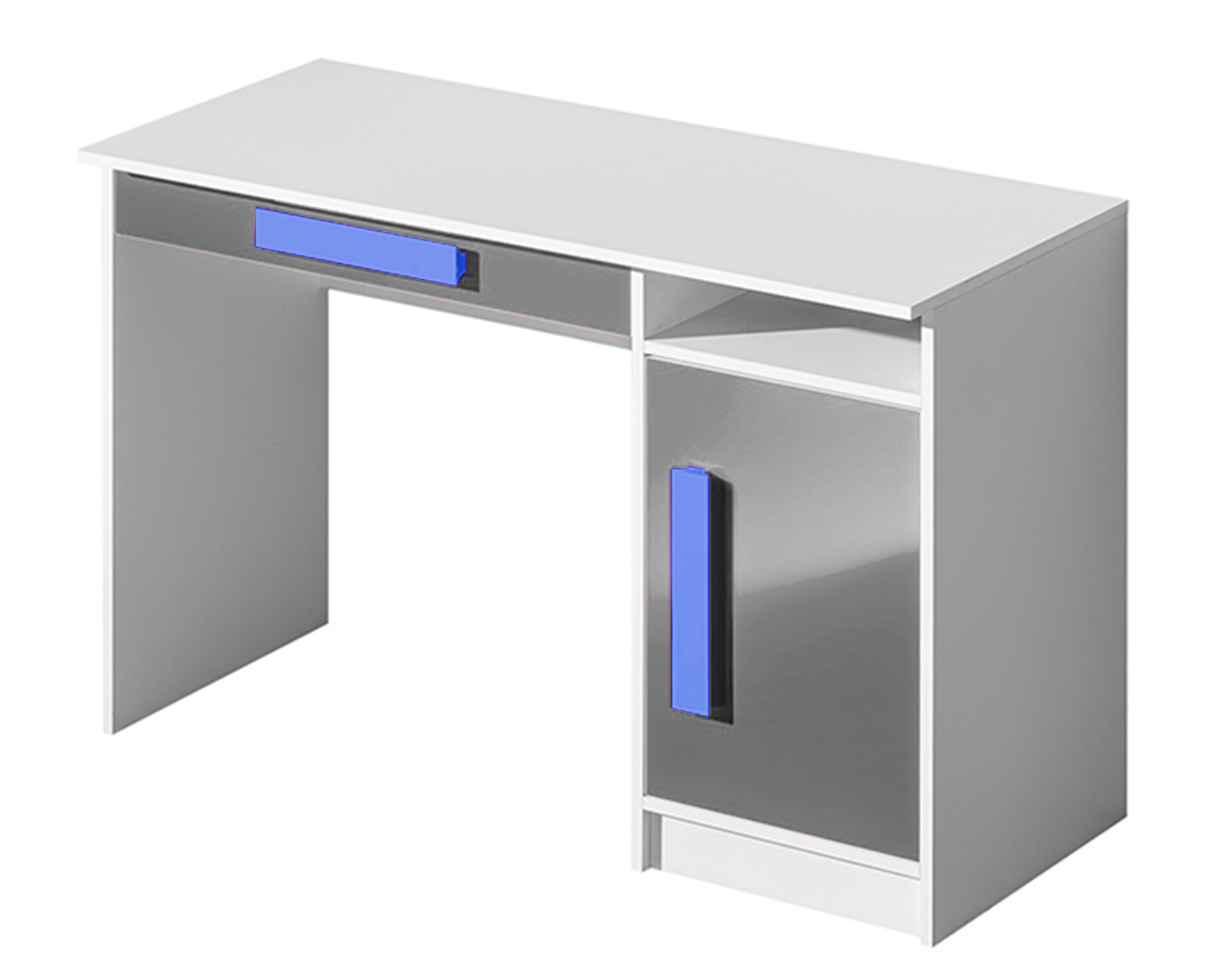 Domel Psací stůl GULIVER 9 Domel 120/80/50 barva: bílý mat/popelový lesk/modré úchyty
