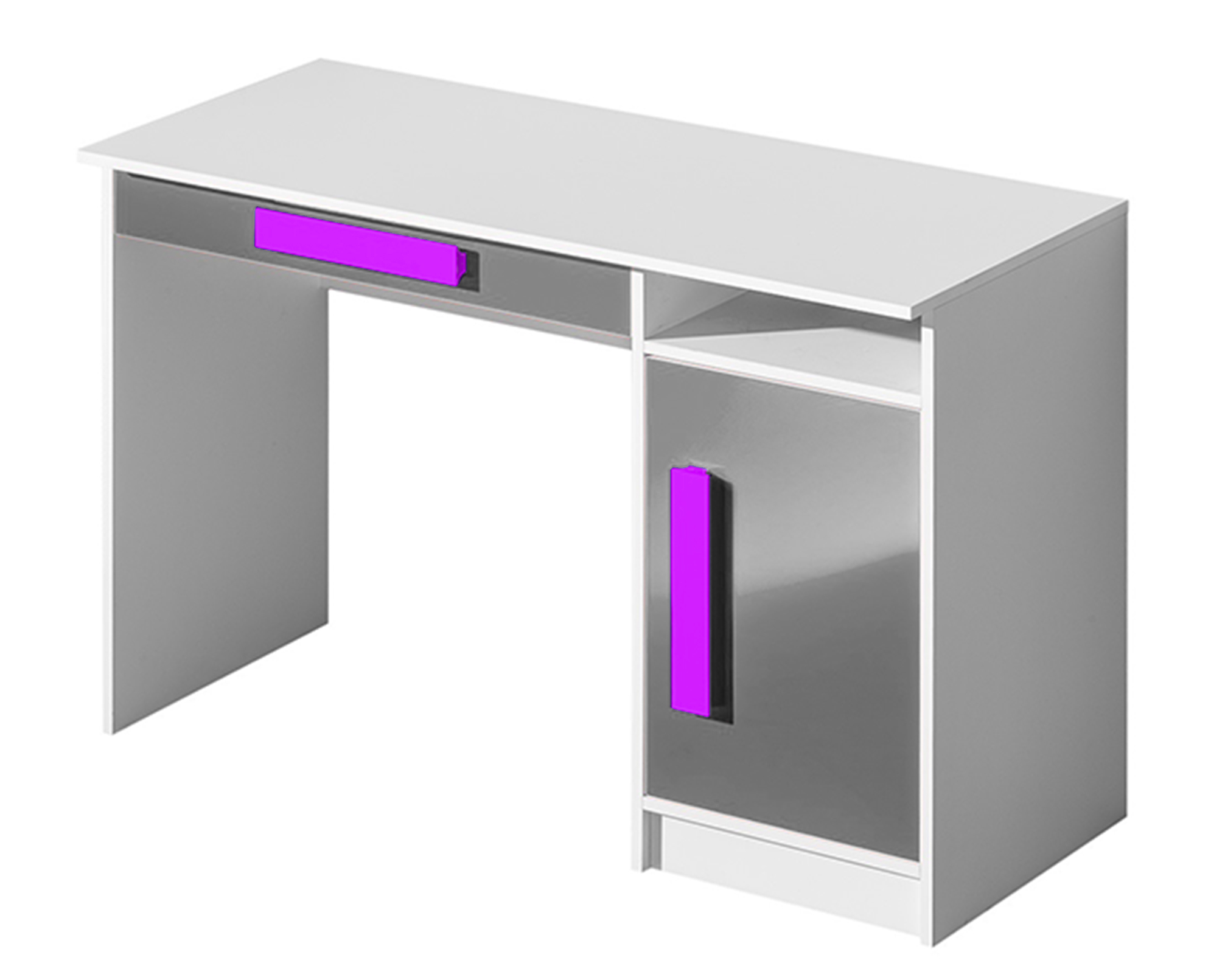 Domel Psací stůl GULIVER 9 Domel 120/80/50 barva: bílý mat/popelový lesk/fialové úchyty
