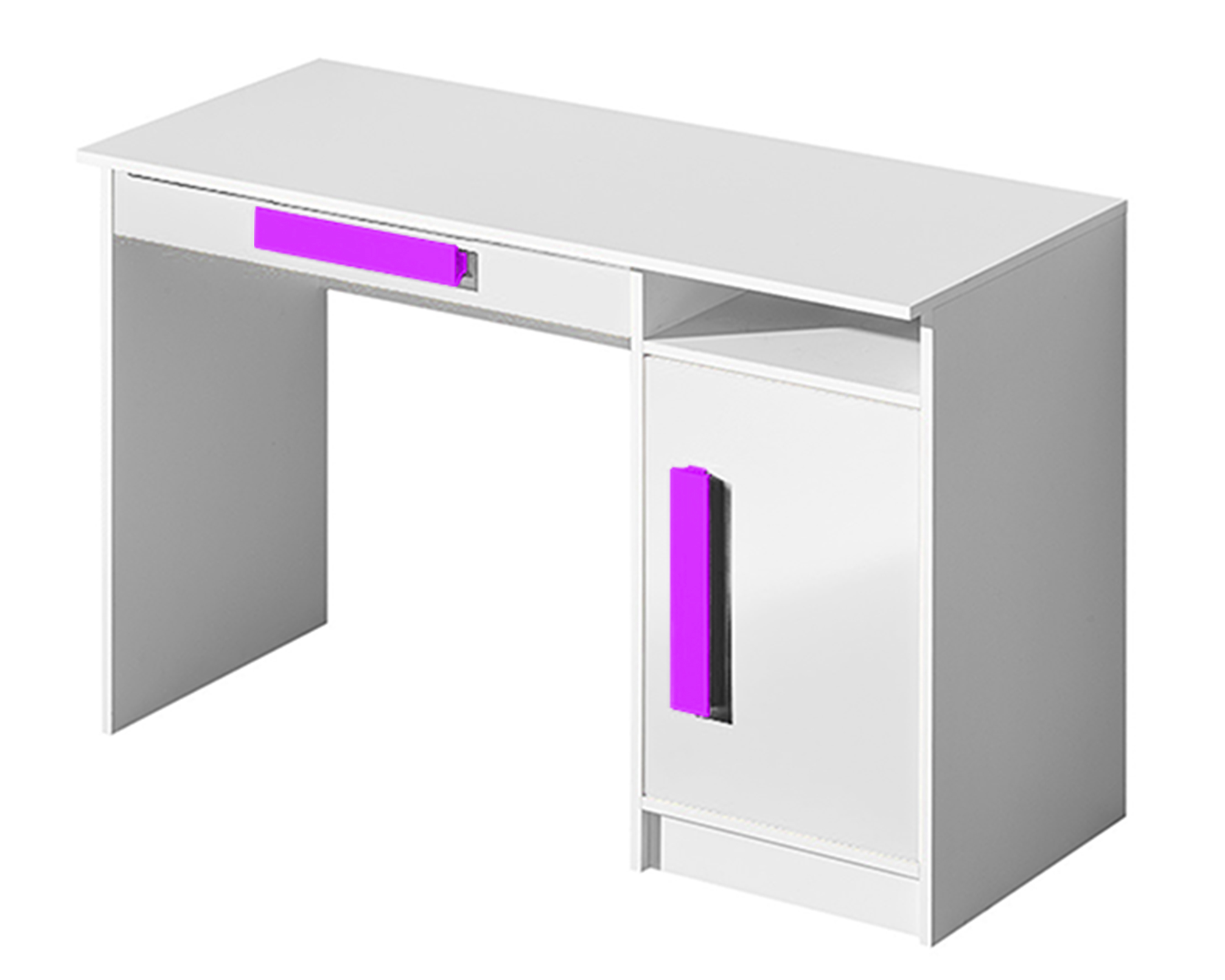 Domel Psací stůl GULIVER 9 Domel 120/80/50 barva: bílý mat/bílý lesk/fialové úchyty