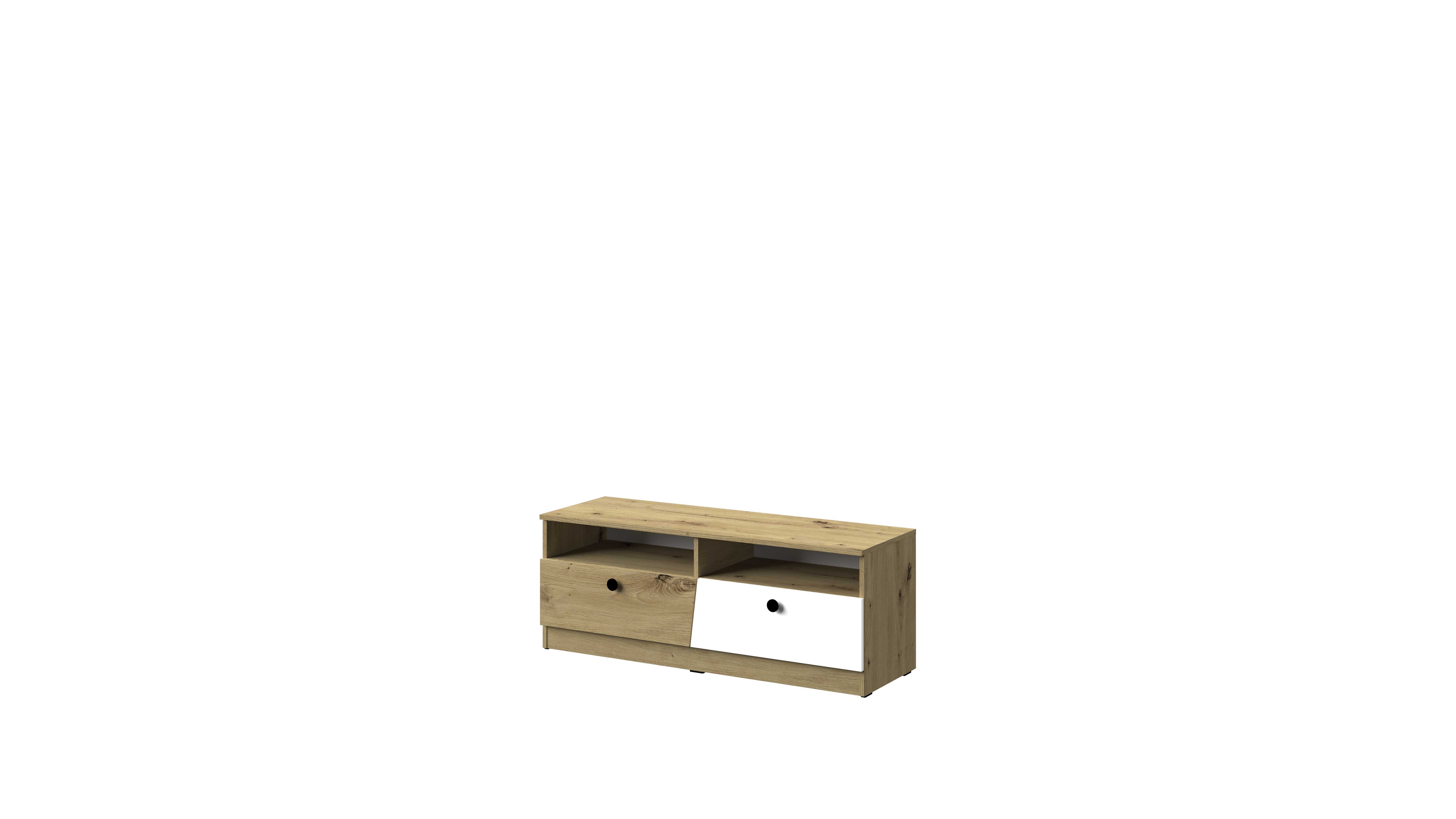 Domel Televizní stolek NERO 8 Domel 120/45/40 barva: dub artisan/černý lesk/bílý lesk