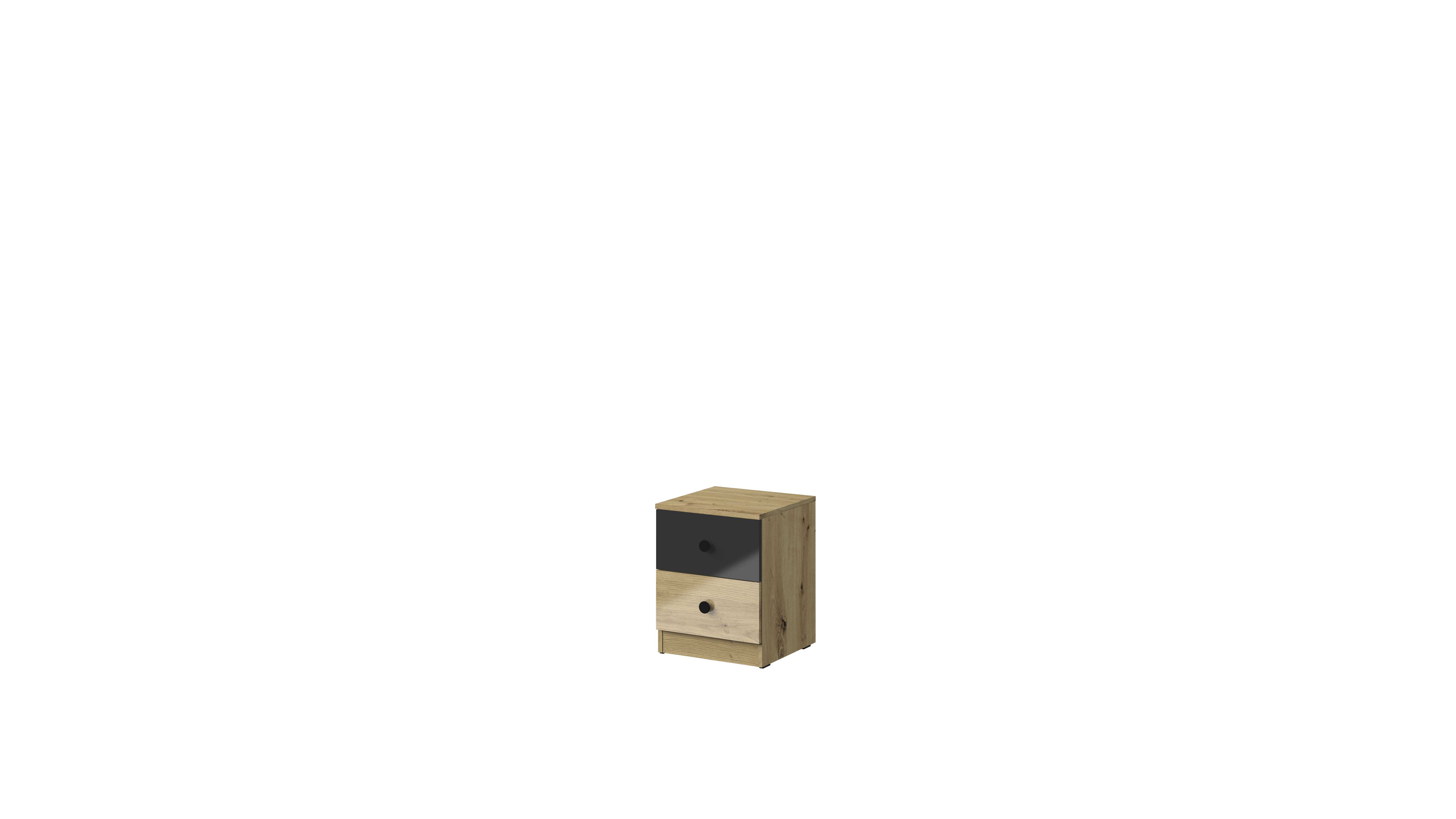Domel Noční stolek NERO 9 Domel 40/50/40 barva: dub artisan/černý lesk/bílý lesk