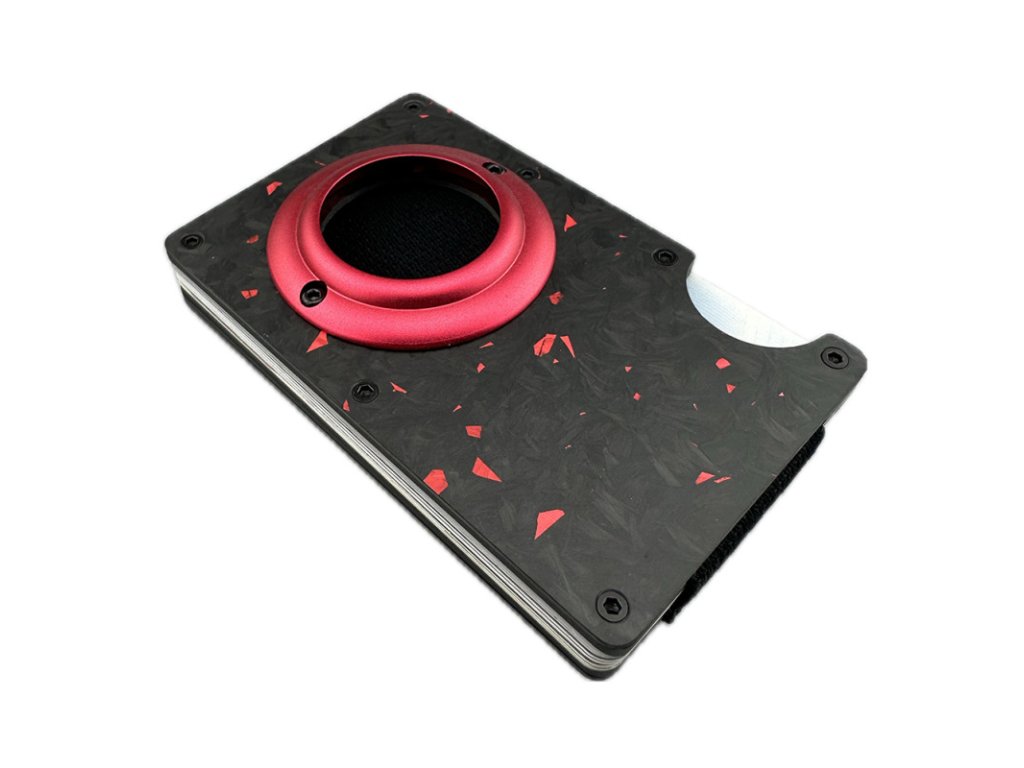 daklos carbon rfid karbonova mini penezenka pro airtag s klipem cernocervena