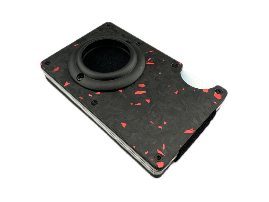 daklos carbon rfid karbonova mini penezenka pro airtag s klipem cernocervena