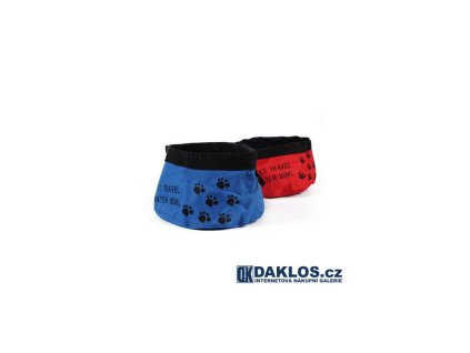 Cestovní látková miska na vodu a granule (Barva Modrá)