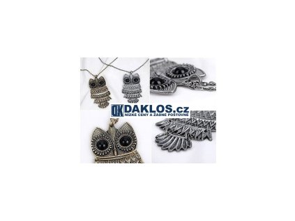 Náhrdelník / řetízek s přívěskem ve tvaru sovy (Barva Stříbrná)