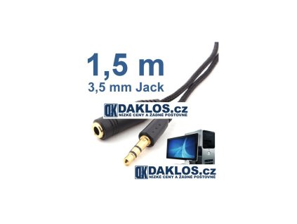 Prodlužovací audio kabel 1,5 m pro 3,5 mm Jack s pozlacenými konektory (Barva Bílá)