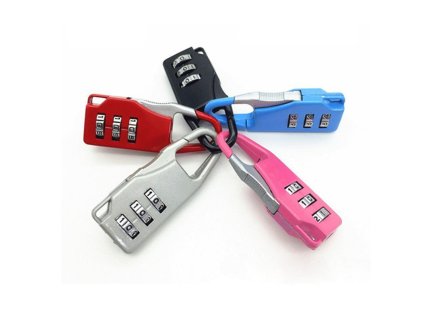 Mini visací zámeček / zámek s kódem (Barva Černá)