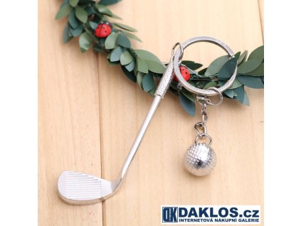 Přívěsek GOLF - hole (železo) a golfový míček (Barva Stříbrná)