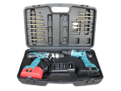 set aku vrtacky a sroubovaku s vrtaky