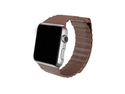 Kožený magnetický řemínek na Apple Watch  -  hnědý (Velikost 38 / 40 mm)