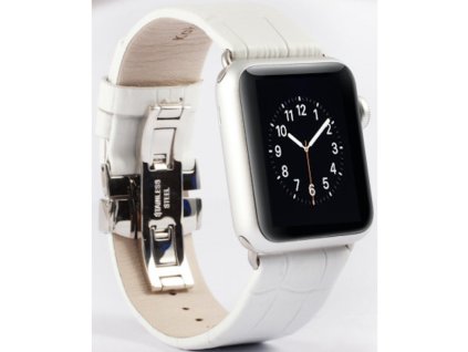 Elegantní řemínek krokodýlí kůže na Apple Watch - Bílý (Velikost 38 / 40 mm)