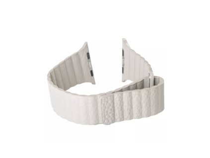 Samurrai elegantní magnetický kožený řemínek na Apple Watch - bílý (Velikost 38 / 40 mm)