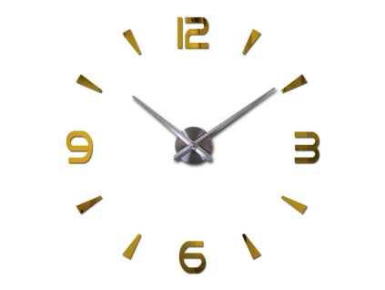 velke nalepovaci 3d nastenne analogove hodiny 4 cisla zlate