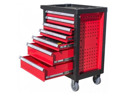 cerveny dilensky vozik s naradim 7 zasuvek 245 dilu h14019d