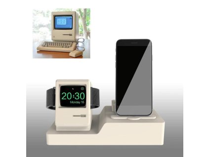 stojanek pro apple iphone airpods styl retro macintosh bily