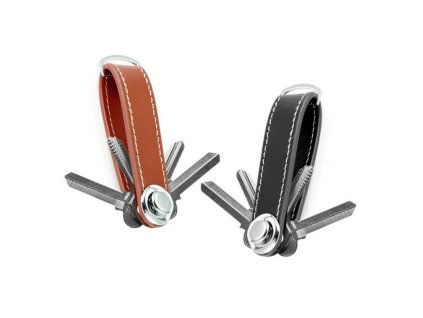 Kožená klíčenka DDKEY s prošitím (Barva Hnědá)