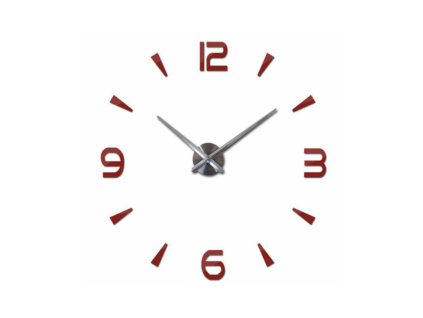 velke nalepovaci 3d nastenne analogove hodiny 4 cisla fialove