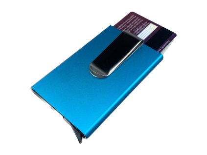 kovove pouzdro a penezenka na karty a doklady az pro 8 karet se sponou na penize cerna