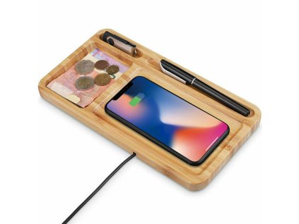 dreveny bambusovy organizer s integrovanou nabijeckou