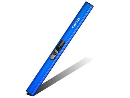 dlouhy nabijeci vysouvaci plazmovy zapalovac na svicky a krb v darkove krabicce modry