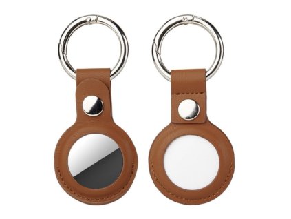 pouzdro pro apple airtag z veganske kuze na klice nebo batoh hneda