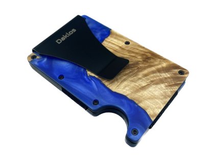 daklos woodlos bezpecnostni rfid drevena mini penezenka s klipem tmave modra 101378