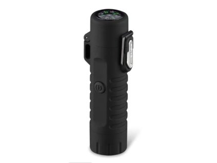 plazmovy nabijeci vodeodolny vetruodolny elektricky zapalovac s komasem a led svetlem cerny