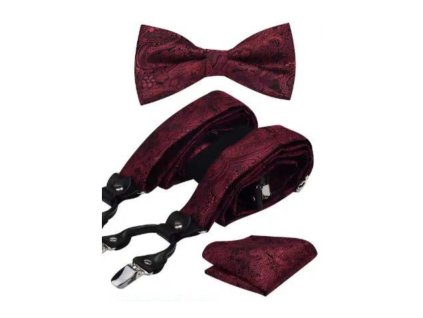 luxusni set cerveny s kvetinovym vzorem motylek ksandy sle a kapesnicek v darkovem baleni