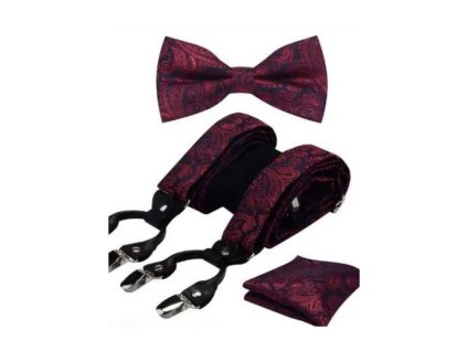 luxusni set s cervenym kvetovanym vzorem motylek ksandy sle a kapesnicek v darkovem baleni