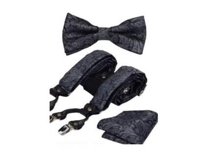 luxusni set cerno sedy se vzorem motylek ksandy sle a kapesnicek v darkovem baleni