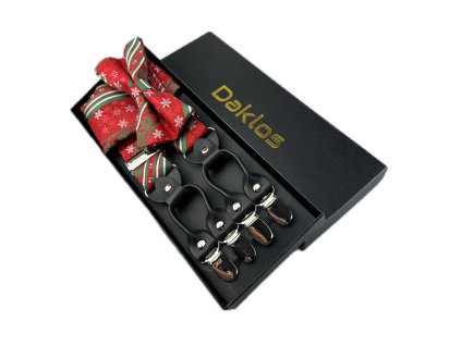 luxusni set cerveno zeleny elegantni vanocni vzor motylek ksandy sle a kapesnicek v darkovem baleni