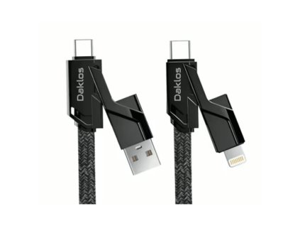 odolny pleteny 152 cm kabel 4 v 1 usb usb c lightning cerny