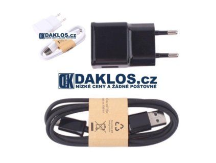 Sada USB nabíječky a datového a nabíjecího kabelu - bílá a černá (Barva Černá)