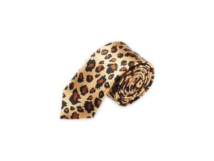 44617 luxusni uzka kravata bily leopard