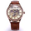 45454 elegantni automaticke hodinky sewor s hnedym kozenym paskem
