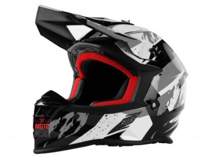 MX 633 cross helma černo/bílo/stříbrná