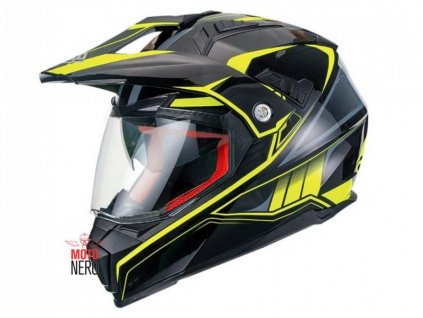 FS 606 Enduro helma se sluneční clonou černo zelená reflexní