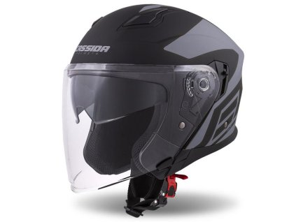 PŘILBA JET TECH CORSO, CASSIDA (ČERNÁ MATNÁ/ŠEDÁ)