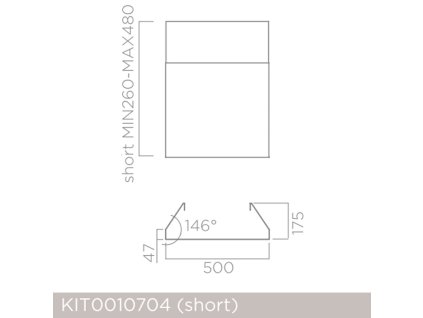 Prodlužovací komín ELICA SHORT 260-480mm ICO