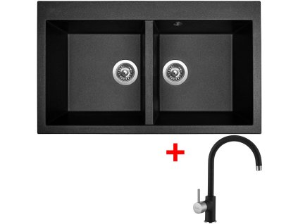 Sinks AMANDA 860 DUO Metalblack + Vitalia GR