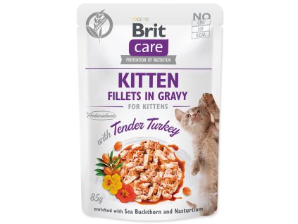 Kapsička Brit Care Cat Kitten krůta, filety v omáčce 85g