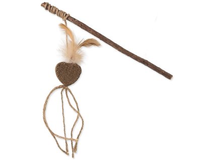 Hračka Magic Cat Natural Fun šidítko srdce s přírodními pírky a provázky 25cm