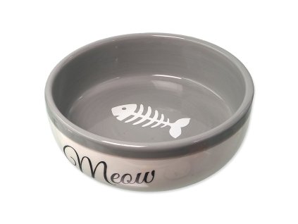 Miska Magic Cat keramická bílá/šedá Meow 13,4x4cm 170ml