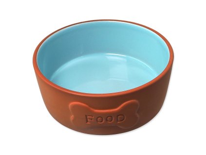 Miska Dog Fantasy keramická FOOD cihlová/modrá 13x5cm, 350ml
