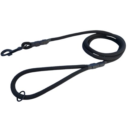 Černé klasické vodítko BLACK  pro psy, lanové vodítko pro psy