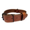Rezavě hnědý  obojek pro psy, kožený obojek pro psy, obojek z pravé hovězí kůže, šíroký obojek pro psy